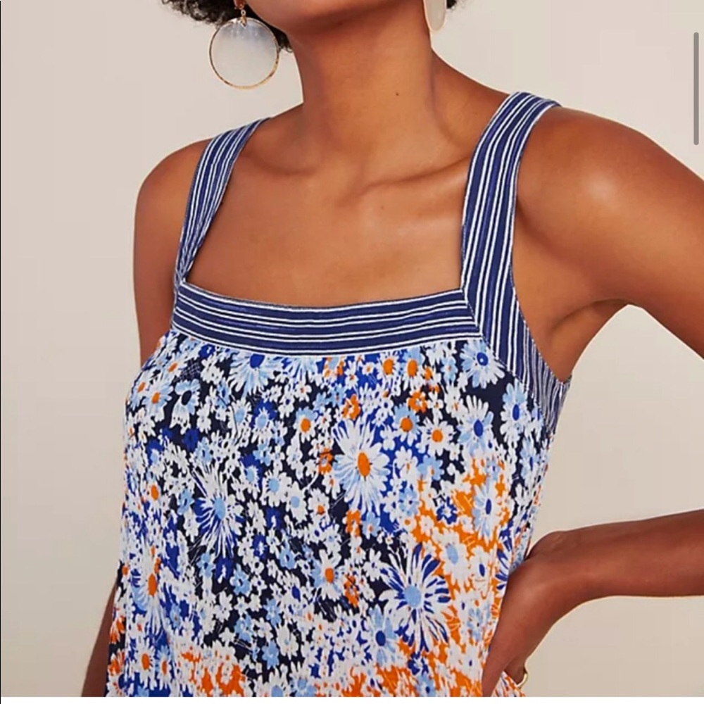 Anthropologie Maeve top floral strap blue orange